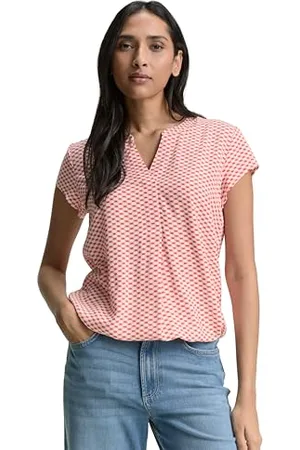 TOM TAILOR Bluse mit Muster, Berry red Check Design, 46