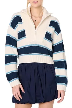 THE DROP Russel Stripe Half Zip Sweater Pullover, , 5XL Große Größen