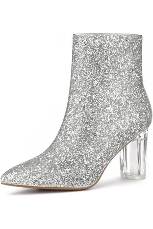Allegra K Damen-Stiefeletten mit Blockabsatz und Glitzer, , 39 EU