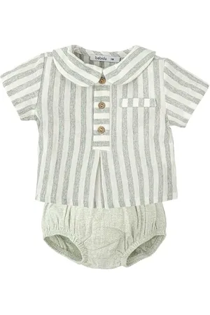BABIDU Uni Baby Conjunto para Bebé Niño Con Camisa de Manga Corta A Rayas Set, , 3 Meses