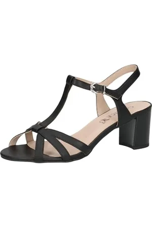 Caprice Damen Sandalen mit Absatz aus Leder mit Blockabsatz, Schwarz , 40 EU