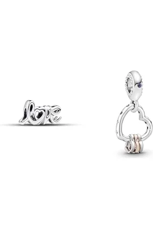 PANDORA Moments Handgeschriebenes Liebe Charm aus Sterling Silber, Kompatibel Moments Armbändern, 793055C00 ROSE Charm-Anhänger Herz Highlights Kristall lila Zirkonia 787247NLCMX