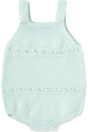 BABIDU Unisex Baby Bebé de Punto Modelo Silencio, Pelele Con Tirantes Anchos Y Detalles Calados Strampler, , 3 Meses