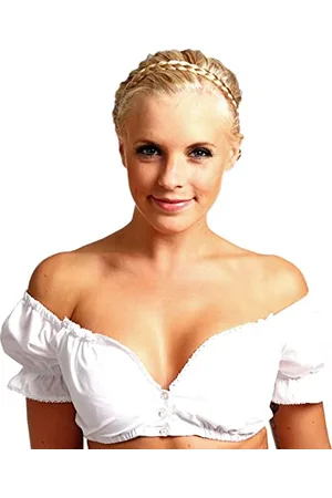 Fuchs Damen Trachten Dirndlbluse mit Ausschnitt, Gr. 44 (Herstellergröße: XL), Weiß