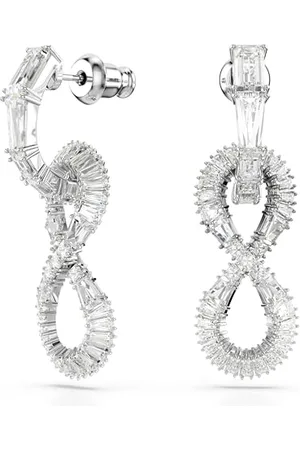 Swarovski Hyperbola Ohrhänger, Weiße und Rhodinierte Ohrringe mit Unendlichkeitsmotiv und Strahlenden Kristallen