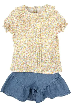 BABIDU Uni Baby Conjunto para Bebé Y Niña Con Blusa de Manga Corta Estampada Y Volantes Set, , 24 Monate