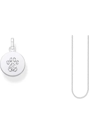 Thomas Sabo Damen-Anhänger-Katzenpfote 925 Sterlingsilber PE882-643-14 & Charm-Kette Erbskette Charm Club 925 Sterling Silber Unisex X0001-001-12-L42v