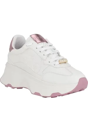 Guess Damen Calebb Sneaker, Weiß/Rosa 147, 36 EU