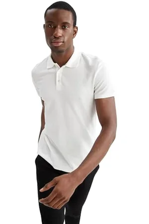 DeFacto Herren M6609AZ Polo Shirt, White, XS