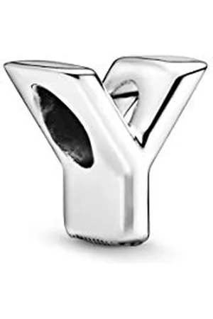 PANDORA Moments Buchstabe Y - wendbares Alphabet-Charm aus Sterling- mit geprägten Herzen und Perlen an der Rückseite - kompatibel mit Armbändern aus der Moments Kollektion
