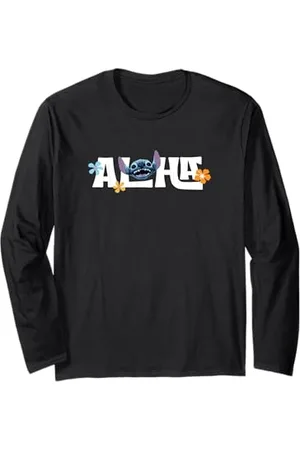 Disney Lilo & Stitch Aloha Floral Text Logo Langarmshirt