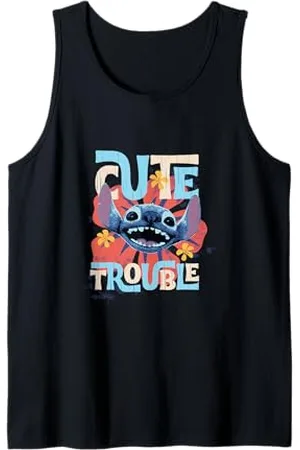 Disney Lilo & Stitch Cute Trouble Big Stitch Face Distressed Tank Top