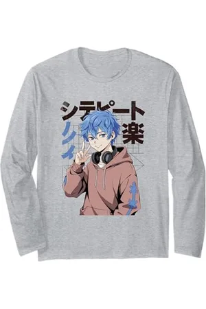 NineBlack Japanischer Anime-Boy-Stil im Vintage-Stil Langarmshirt