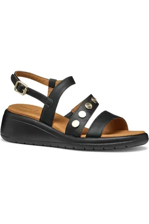 Geox Damen D MELICONIA F Wedge Sandal, Black, 36 EU