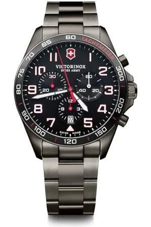 Victorinox Herren Armbanduhr Fieldforce Sport Chrono Ø 42mm, Swiss Made, Analog Quarz, Wasserdicht bis 100m, 3-Fach Saphirglas, Edelstahl Armband, Schwarz, 241890
