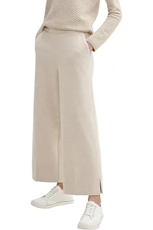 TOM TAILOR Damen 1042942 Basic Culotte Hose, 25955-Dusty Beige Melange, 38W x 28L