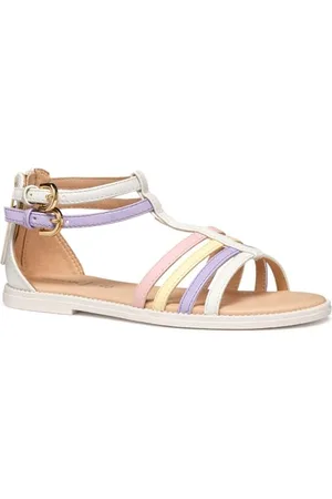 Geox J Karly Girl Sandal, White/Lilac, 41 EU