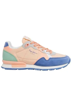 Pepe Jeans Mädchen Brit Print G Sneaker, Blau (Lagoon Blue), 6