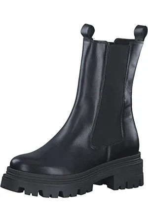 Tamaris Damen Chelsea Boots, Frauen Stiefeletten,Wechselfußbett,Bootee,Booties,halbstiefel,Kurzstiefel,uebergangsschuhe,Black Leather,39 EU