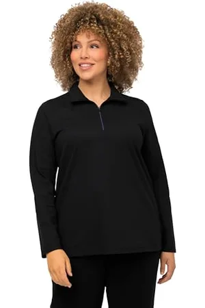 Ulla Popken Damen, große Größen, Thermo-Shirt, Stehkragen, Zipper, Langarm