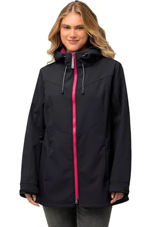 Ulla Popken Damen HYPRAR Softshelljacke, Fleecefutter, 2-Wege-Zipper Jacke, , 42-44