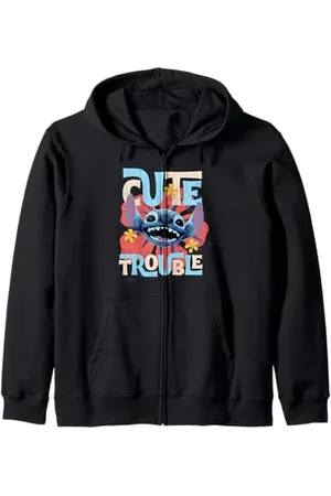 Disney Lilo & Stitch Cute Trouble Big Stitch Face Distressed Kapuzenjacke