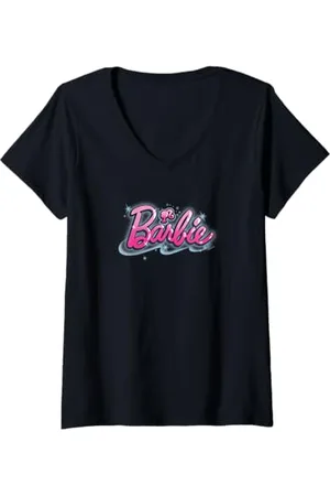 Barbie Damen - Airbrush-Logo T-Shirt mit V-Ausschnitt