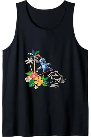 Disney Lilo & Stitch Surfing Stitch Vintage Floral Logo Tank Top