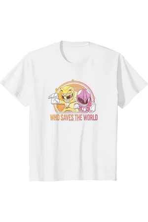 Power Rangers Kinder Pink Ranger & Yellow Ranger Saves The World T-Shirt