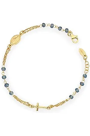 MUGLER Amen Armband 925 Silber Rosari Kollektion, Farbe: Gold, One Size, Rosenkranz Armband mit blauen Kristallen, Sterling Silber, Kristall, taille unique, Sterling-Silber, Kristall