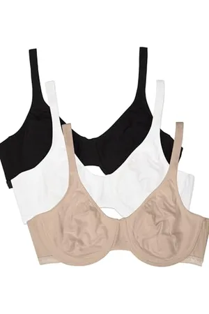 Fruit Of The Loom Damen Unlined Underwire Bra-Cotton & Spandex Blend for Natural Shape and Flexibility T-Shirt-BH, Undurchsichtige, Schwarz/Sand/Weiß 86ck, 90D (3er Pack)