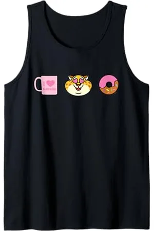 Disney Zootopia Officer Clawhauser Cute Coffee & Donut Emoji Tank Top