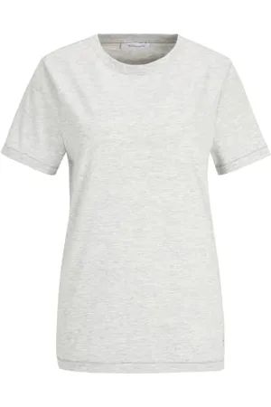 Tamaris Damen Rundhalsausschnitt plain T-Shirt ADRIA Grau L