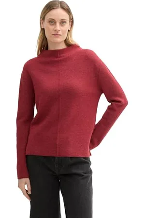 TOM TAILOR Damen RIPP Strickpullover mit Stehkragen, , M