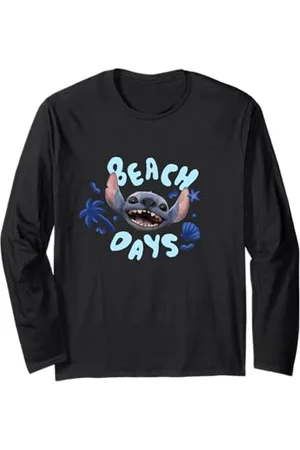 Disney Lilo & Stitch Beach Days Big Stitch Face Logo Langarmshirt