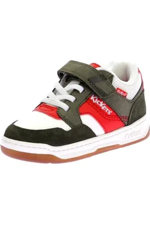 Kickers Jungen Unisex Kinder Kickarting Sneaker, Weiß, Khaki, Rot, 30 EU