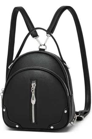MISS LULÙ Damen Handtasche Mini Rucksack Kleiner Eleganter Cityrucksack für Frauen Leichter Reiserucksack mit Abnehmbarem Riemen und 4 Reißverschlusstaschen