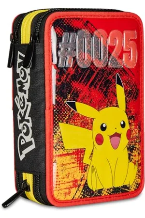 7 for all Mankind Federmäppchen mit 3 Fächern, Pikachu – Pokemon, und Rot – Federmäppchen mit Mehreren Fächern mit Bleistiften, Stiften und Farben, , Taglia Unica, Modern
