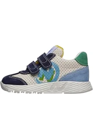 Naturino JESKO 2 VL. Calf PERF./Suede Navy-Milk-Celeste Krippenschuh, Bleu, 22 EU