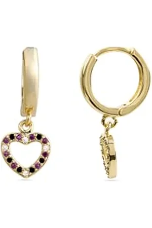 Luxenter Ohrringe mit mehrfarbigen Zirkoniasteinen, 18 kt Gelbgold, Becias, Pequeños, Metall, Zirkonia