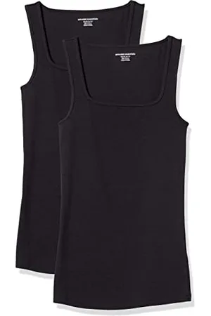 Amazon Damen Tanktop mit schmaler Passform und quadratischem Ausschnitt, 2er-Pack, , XL