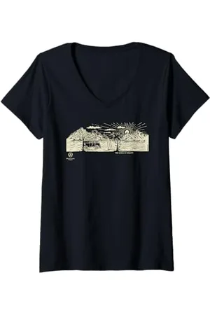 Volkswagen Damen Campervan Beach Das Meer ruft T-Shirt mit V-Ausschnitt
