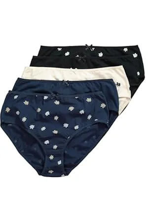 Ulla Popken Damen große Größen Übergrößen Plus Size Midislips, 5er-Pack, Blumen/einfarbig