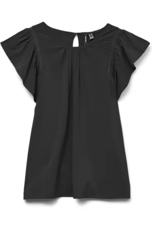 VERO MODA Damen Vmbella Ss Lace Top WVN Ga Noos, Black, Large