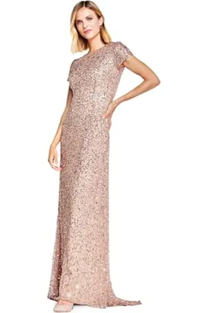 Adrianna Papell Damen Kurzärmliges Pailletten Kleid, , 40
