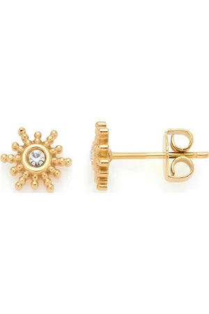 Leonardo Leonardo Jewels Ohrstecker Ciao Sally, 1 Paar Edelstahl Stecker im Sonnen-Motiv, goldene Ionen-Plattierung, klarer Glaskristall, Schmuck Damen, 023919
