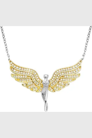 Engelsrufer Damen Halskette aus Sterling Silber mit Engel in Bicolor mit weißen Zirkonia, Karabinerverschluss, nickelfrei, Größe: 40+4 cm, ERN-FLYANGEL-ZI-BI