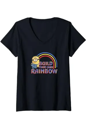 Minions Damen Build Your Own Rainbow Portrait T-Shirt mit V-Ausschnitt