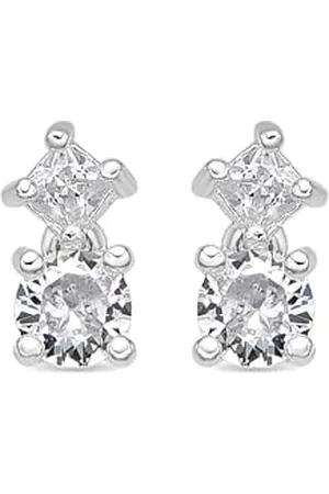 Luxenter Viaber Ohrringe mit glänzendem Zirkonia, Silber-Finish, Pequeños, Metall, Zirkonia