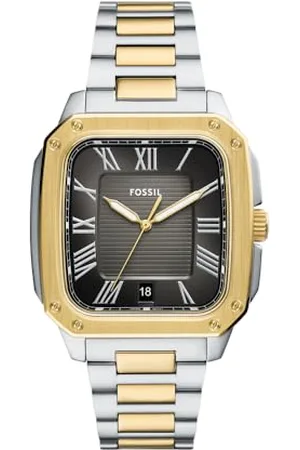 Fossil Herren Analog Quarz Uhr mit Edelstahl Armband FS6123